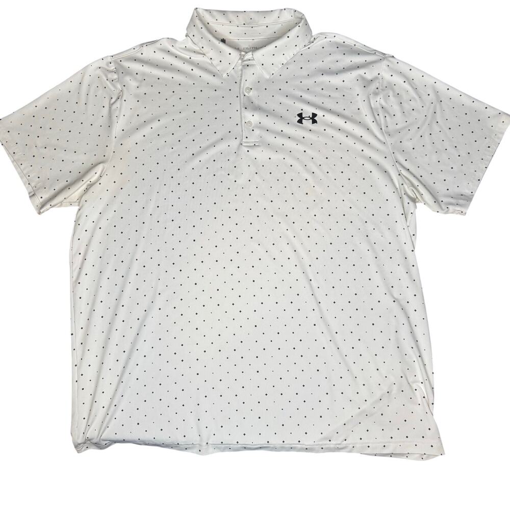 Under Armour The Playoff Polo Shirt Mens 2XL Short Sleeve Golf Black and White